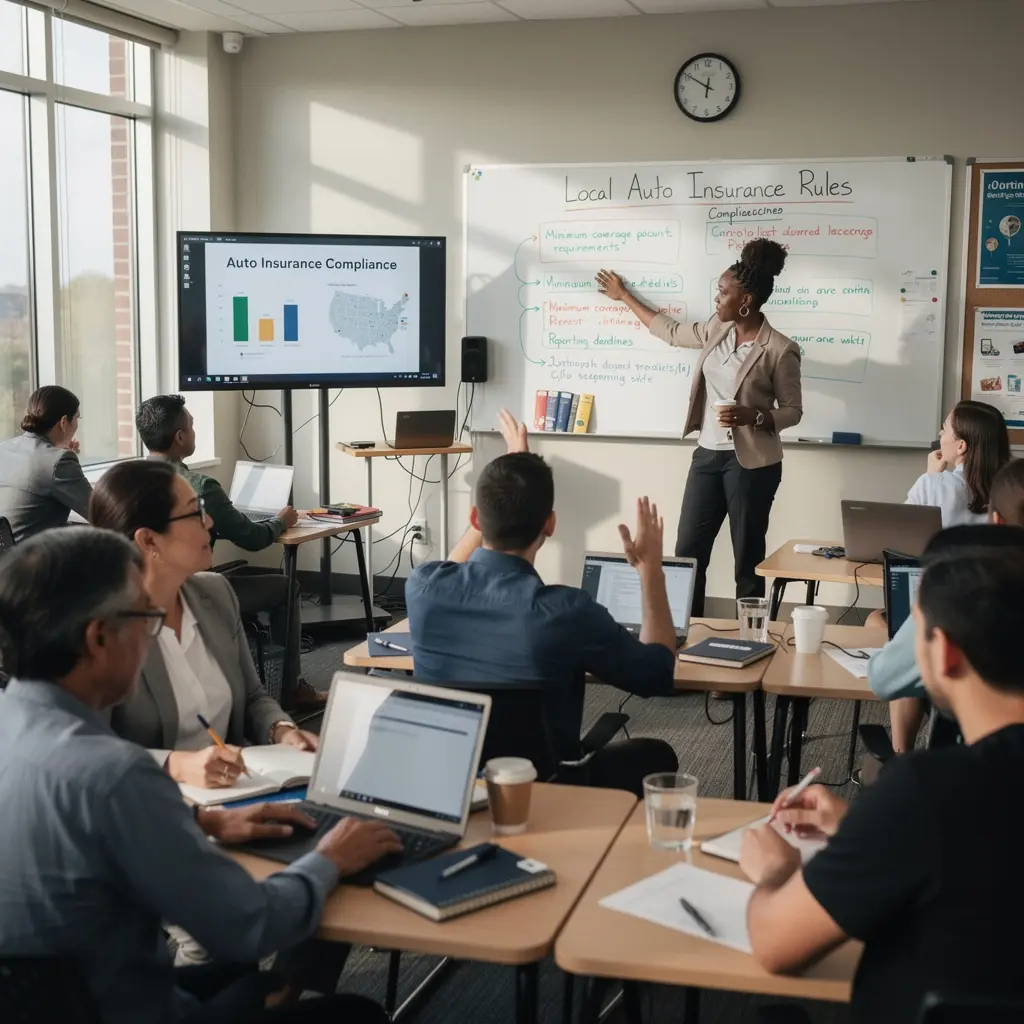 Grafika z symbolami zgodności, podkreślająca znaczenie przestrzegania przepisów ubezpieczeniowych.